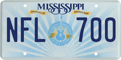 MS license plate NFL700