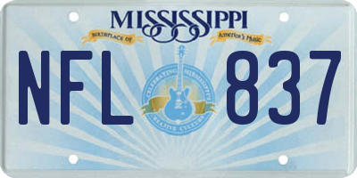 MS license plate NFL837