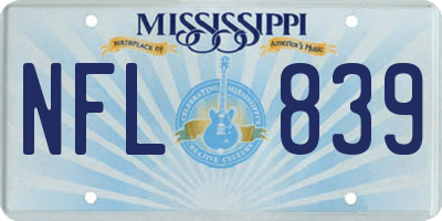 MS license plate NFL839