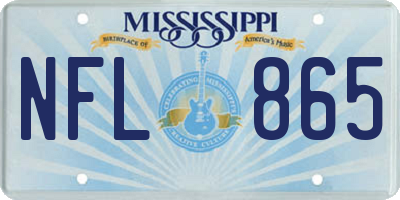 MS license plate NFL865
