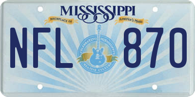 MS license plate NFL870