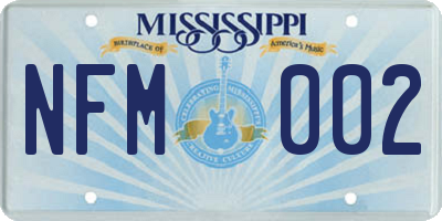 MS license plate NFM002