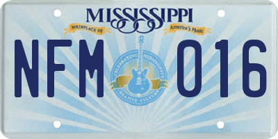 MS license plate NFM016