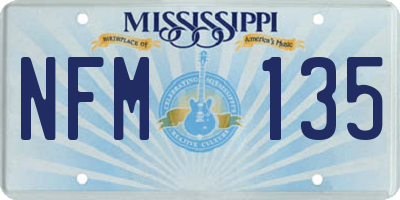 MS license plate NFM135