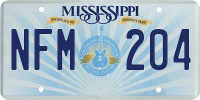 MS license plate NFM204