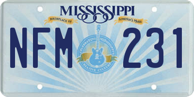 MS license plate NFM231