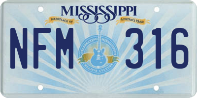 MS license plate NFM316