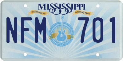 MS license plate NFM701
