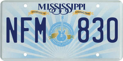 MS license plate NFM830
