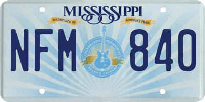 MS license plate NFM840
