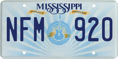 MS license plate NFM920