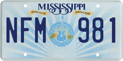 MS license plate NFM981