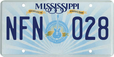 MS license plate NFN028