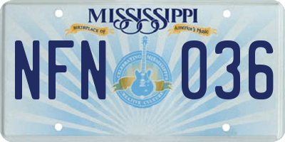 MS license plate NFN036