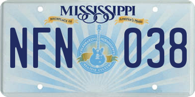 MS license plate NFN038