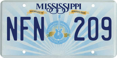 MS license plate NFN209
