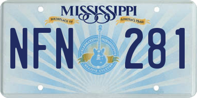 MS license plate NFN281