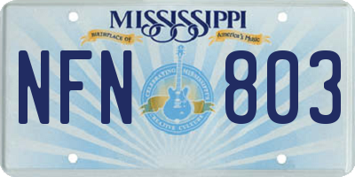MS license plate NFN803