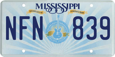 MS license plate NFN839