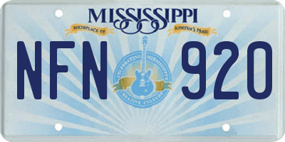 MS license plate NFN920