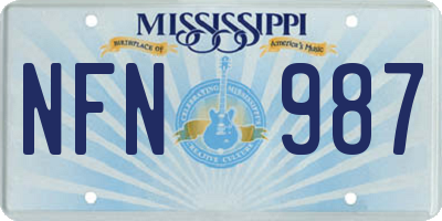 MS license plate NFN987