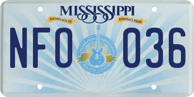 MS license plate NFO036