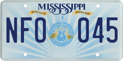 MS license plate NFO045