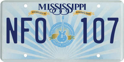 MS license plate NFO107