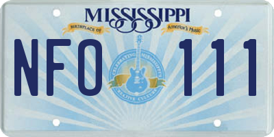 MS license plate NFO111