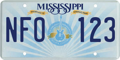 MS license plate NFO123