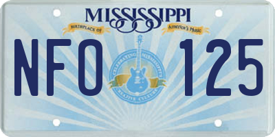 MS license plate NFO125