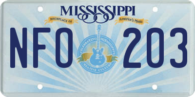 MS license plate NFO203