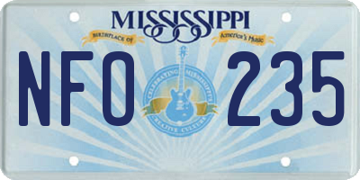 MS license plate NFO235