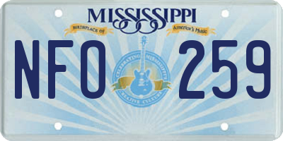 MS license plate NFO259