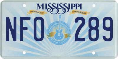 MS license plate NFO289