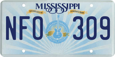 MS license plate NFO309