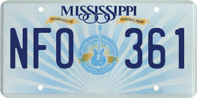 MS license plate NFO361