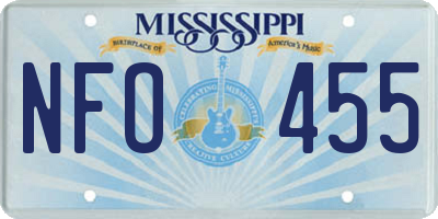 MS license plate NFO455