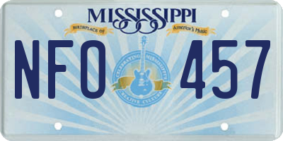 MS license plate NFO457