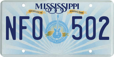 MS license plate NFO502