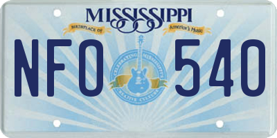 MS license plate NFO540