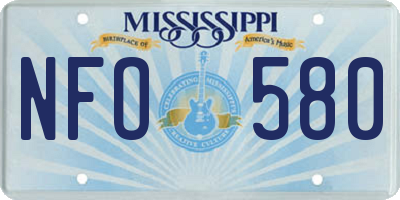 MS license plate NFO580