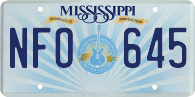 MS license plate NFO645