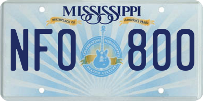 MS license plate NFO800