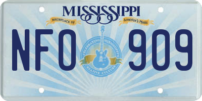 MS license plate NFO909