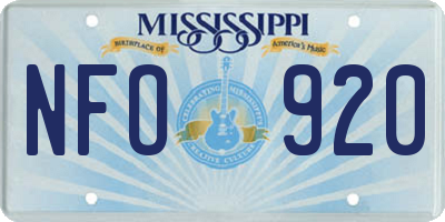MS license plate NFO920