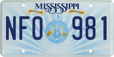 MS license plate NFO981