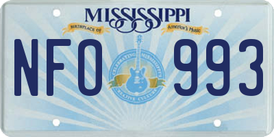 MS license plate NFO993