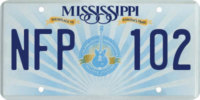 MS license plate NFP102