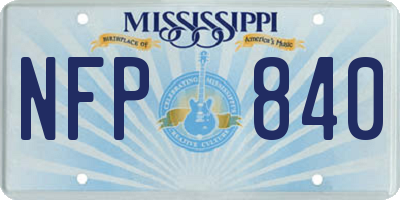 MS license plate NFP840